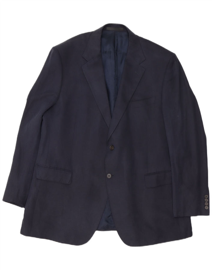 Giacca blazer a 2 bottoni da uomo Marks & Spencer UK 46 XL seta blu navy