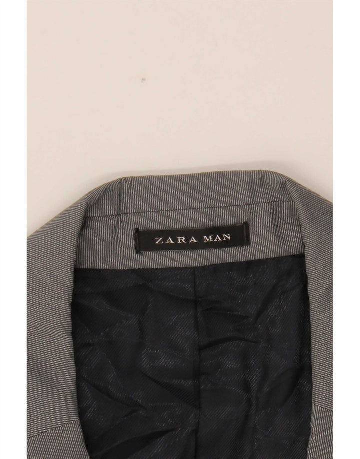 Giacca blazer da uomo a 2 bottoni Zara EU 54 XL poliestere gessato grigio