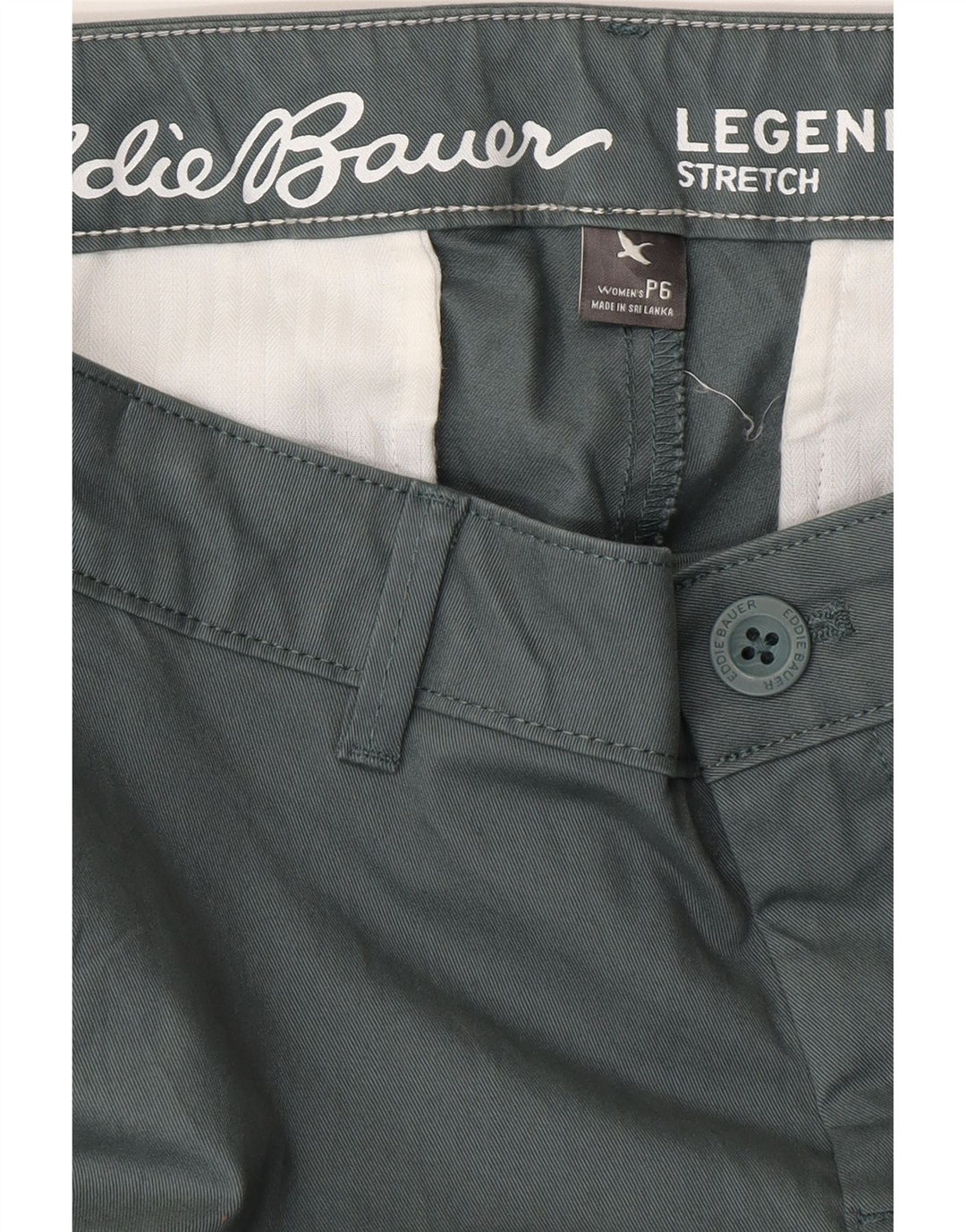 Pantaloni chino slim da donna EDDIE BAUER US 6 medi W32 L29 cotone verde