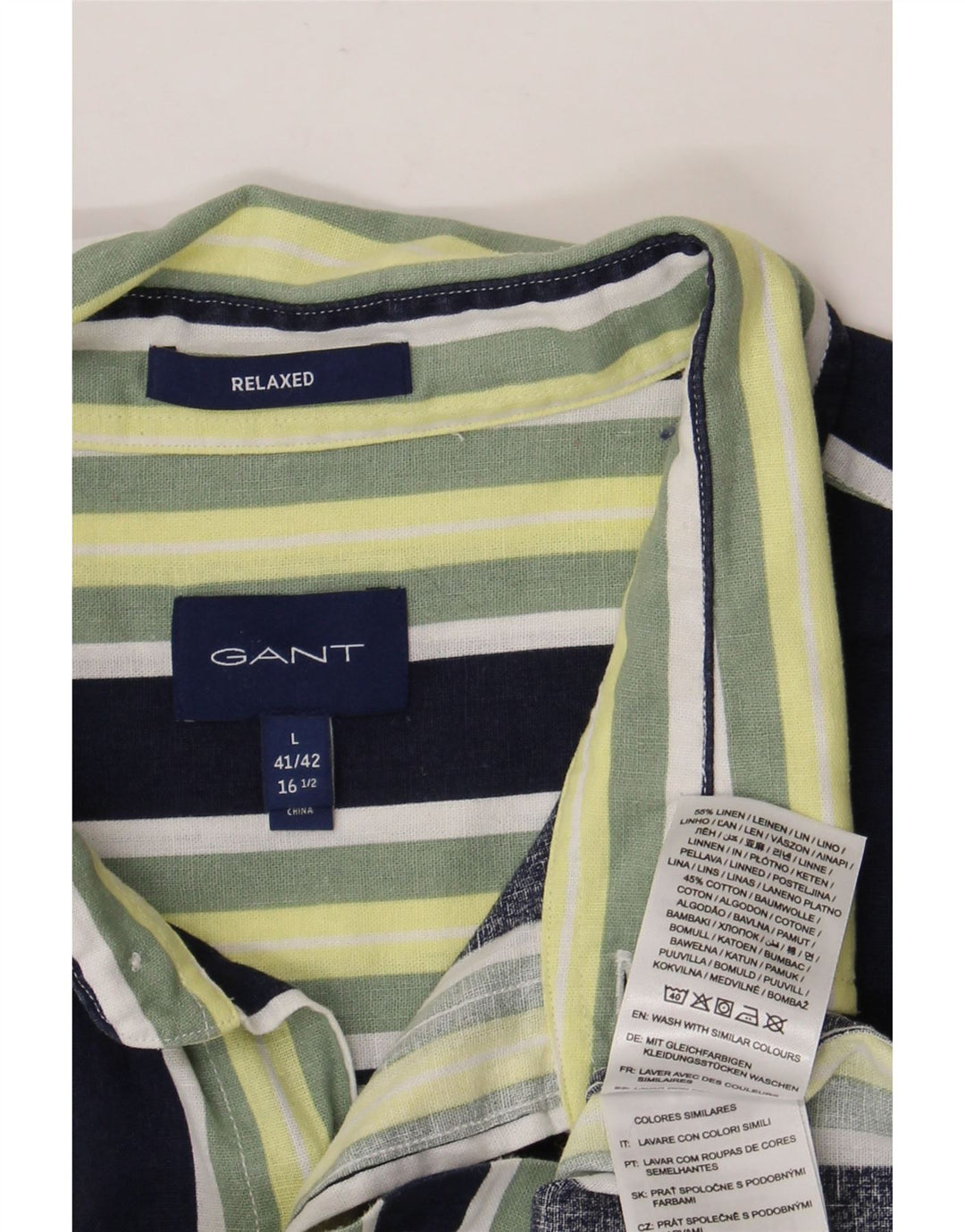 Gant Camicia rilassata da uomo a maniche corte taglia 41/42 16 1/2 grande multicolore
