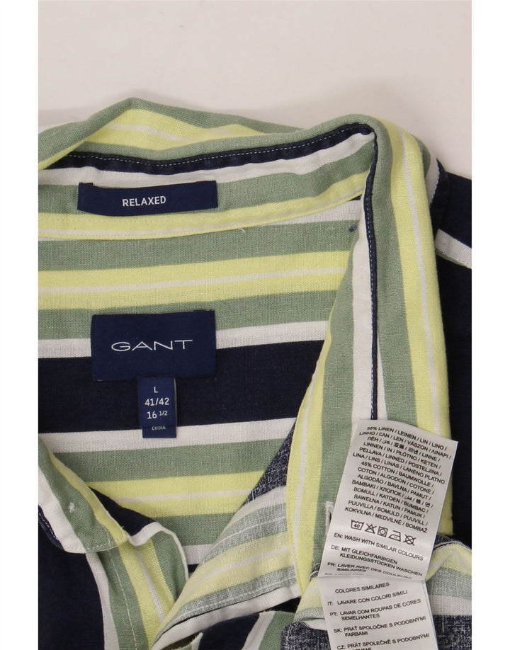 Gant Camicia rilassata da uomo a maniche corte taglia 41/42 16 1/2 grande multicolore