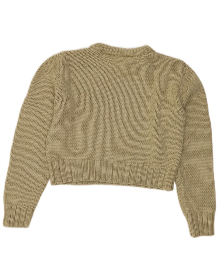 ZARA Maglione Corto da Donna con Scollo a Barca UK 14 Poliestere Verde Medio