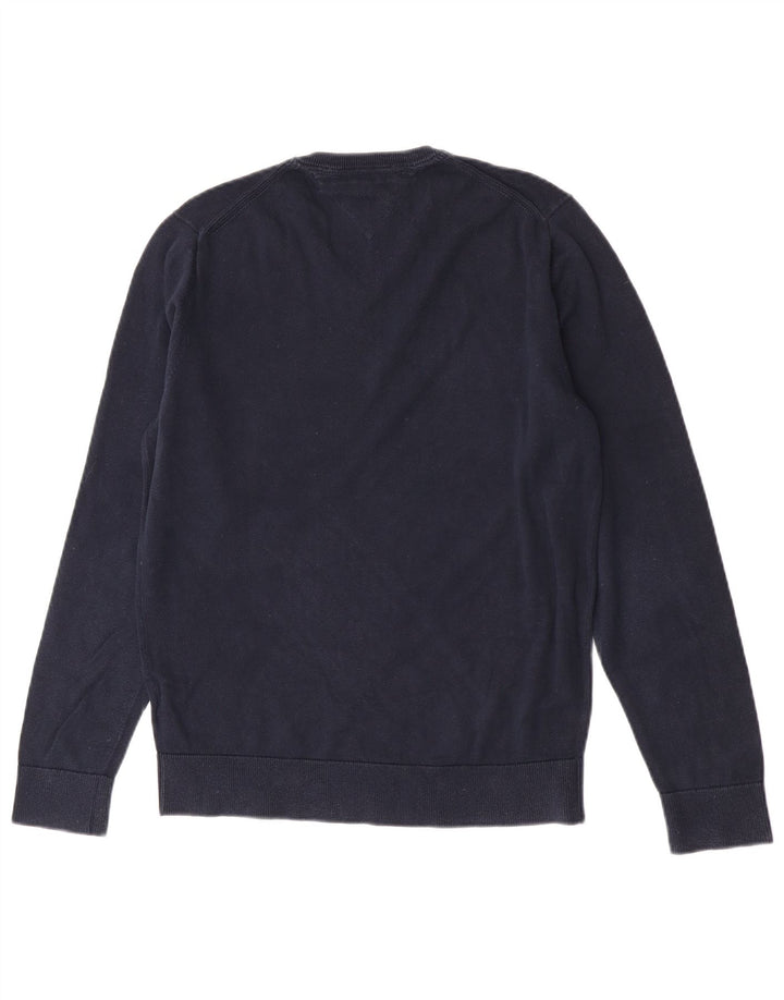 Maglione maglione con scollo a V da uomo Tommy Hilfiger cotone medio blu navy