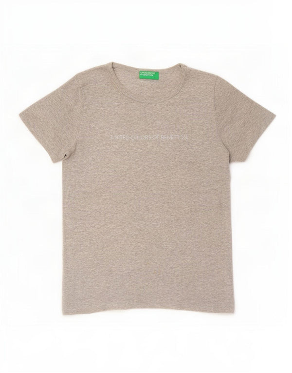 T-shirt grafica da donna Benetton Top UK 12 Cotone chiazzato grigio medio