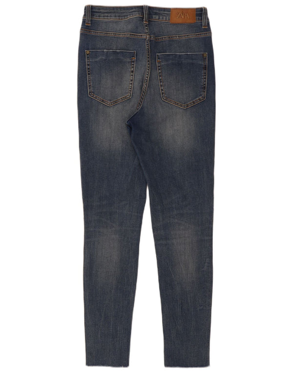 Jeans skinny effetto invecchiato da donna Zara EU 36 XS W26 L28 cotone blu