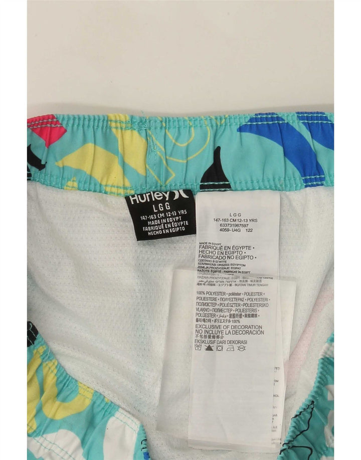Pantaloncini da bagno con grafica Hurley per ragazzi 12-13 anni, grandi, in poliestere turchese