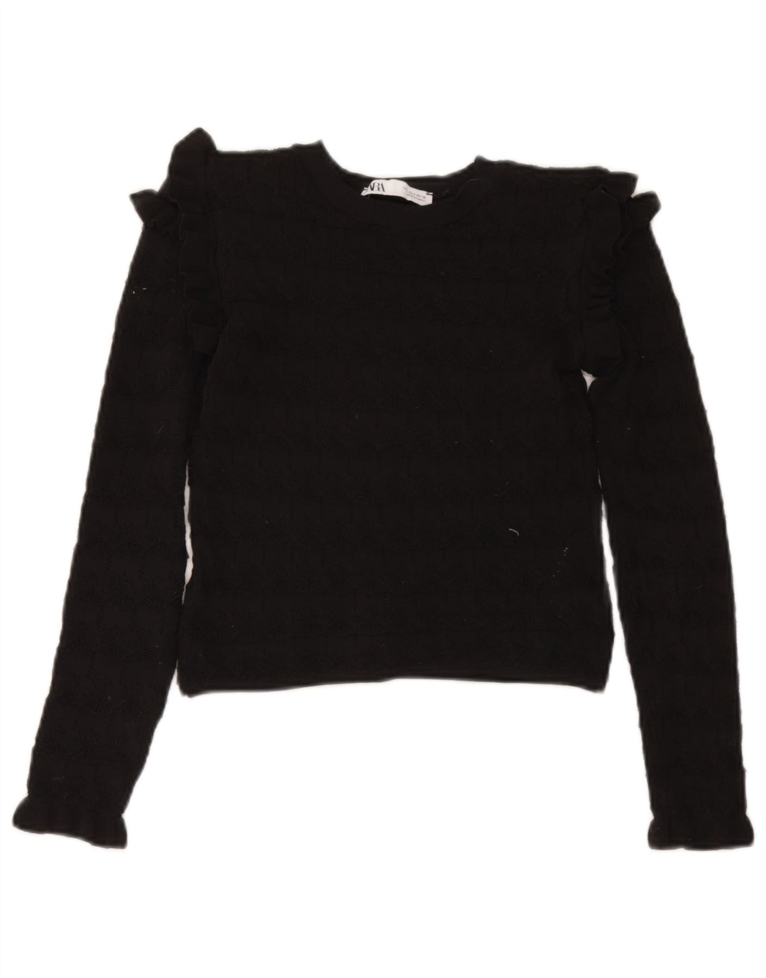 Maglione corto con scollo a barca da donna Zara UK 8 piccolo poliestere nero