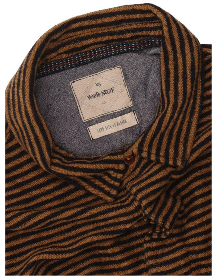WHITE STUFF Camicia pullover a maniche corte da uomo a righe marrone medio