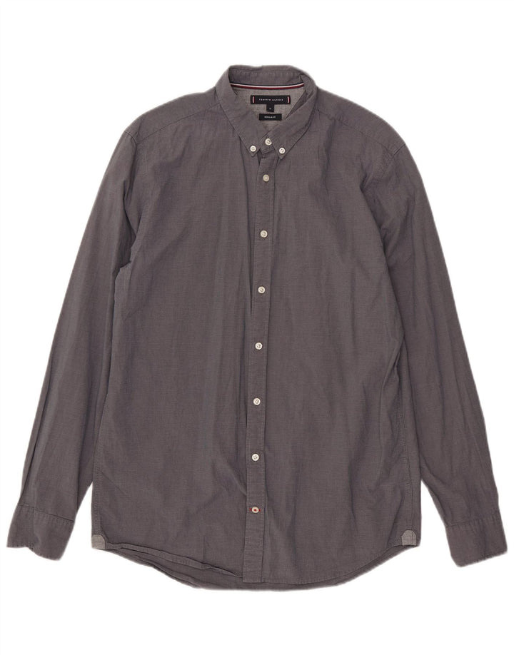 Camicia da uomo Regular Fit Tommy Hilfiger in cotone grigio medio