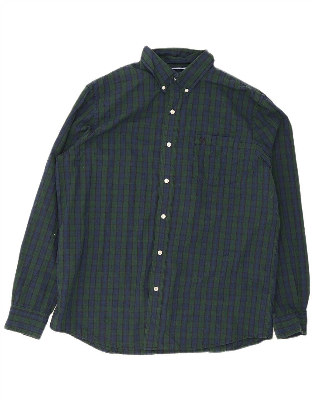Camicia da uomo Chaps XL in cotone a quadri blu navy