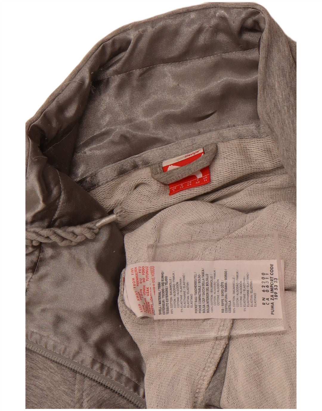 Giacca da tuta da donna Puma UK 14 Large Grigio Cotone