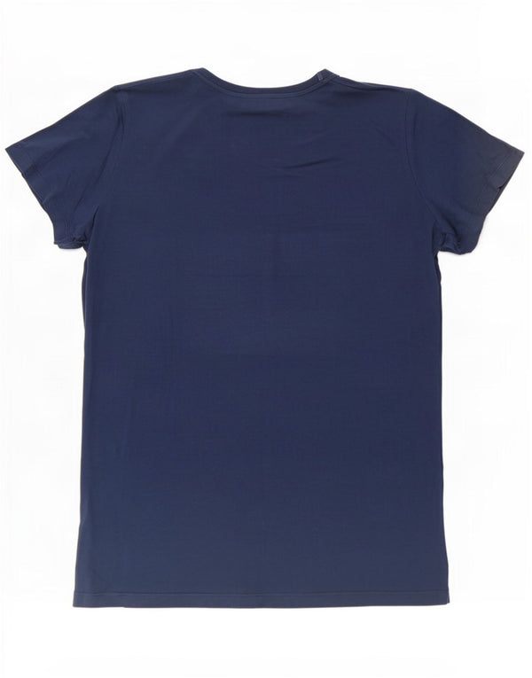 T-shirt grafica da donna Trussardi Jeans Top UK 16 Large in cotone blu navy