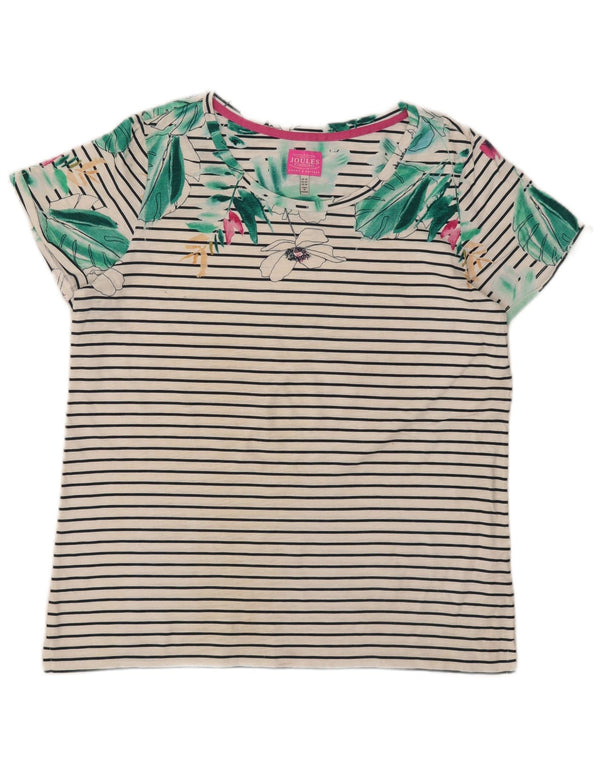 Joules T-shirt grafica da donna Top UK 14 Large White Striped