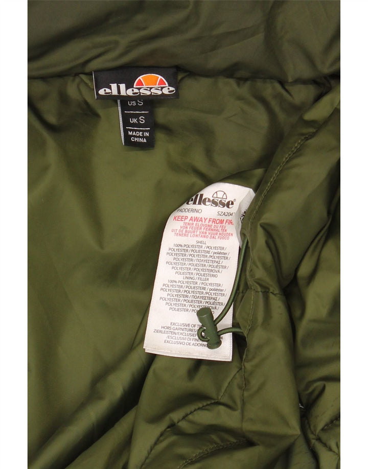 ELLESSE Giacca imbottita con cappuccio da uomo UK 36 Small Verde Poliestere