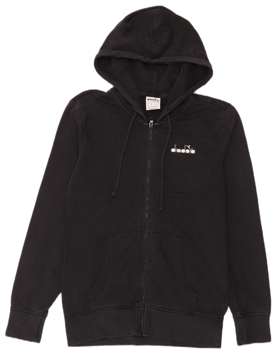 Felpa con cappuccio e zip Diadora da uomo piccola nera