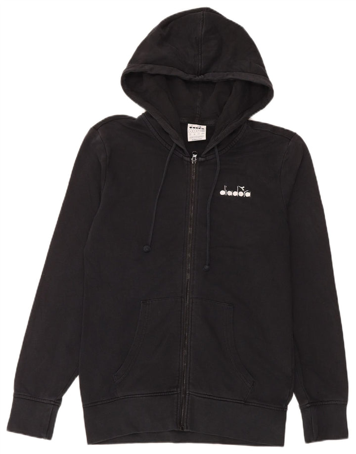 Felpa con cappuccio e zip Diadora da uomo piccola nera