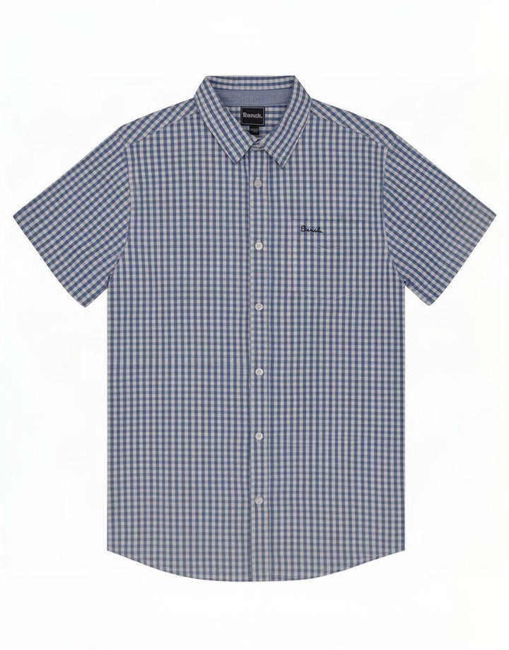 Camicia a maniche corte da uomo Bench EU 52 grande cotone a quadretti blu