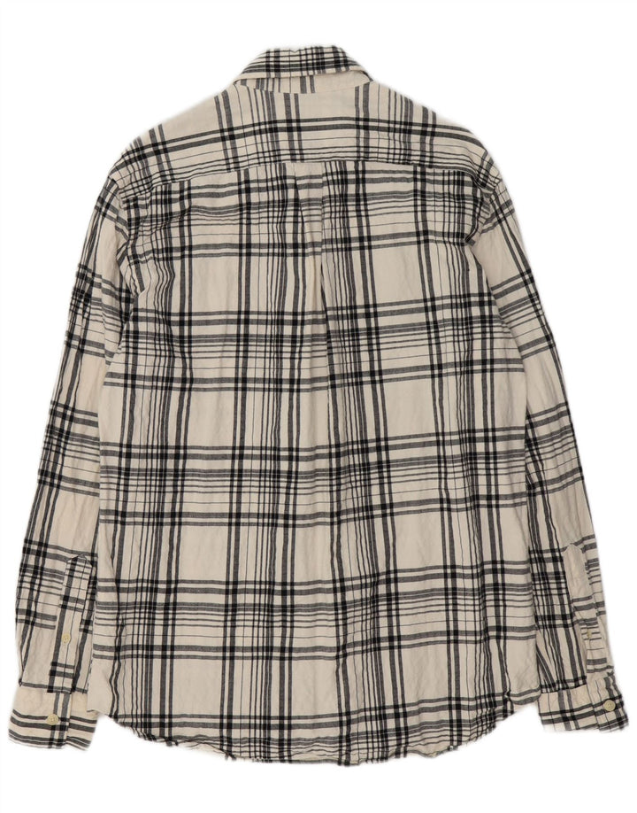Camicia Zara da uomo in flanella dalla vestibilità comoda, cotone a quadri bianco sporco medio