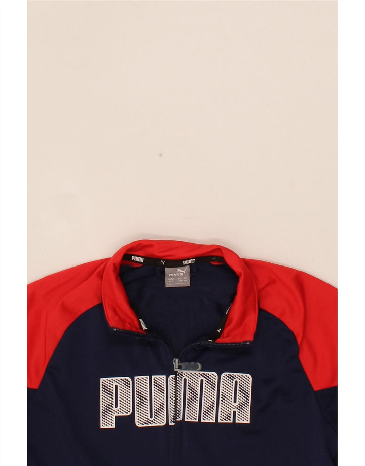 PUMA Boys Tracksuit Top Jacket 11-12 Years Medium Navy Blue Colourblock Vintage Puma and Second-Hand Puma from Messina Hembry 