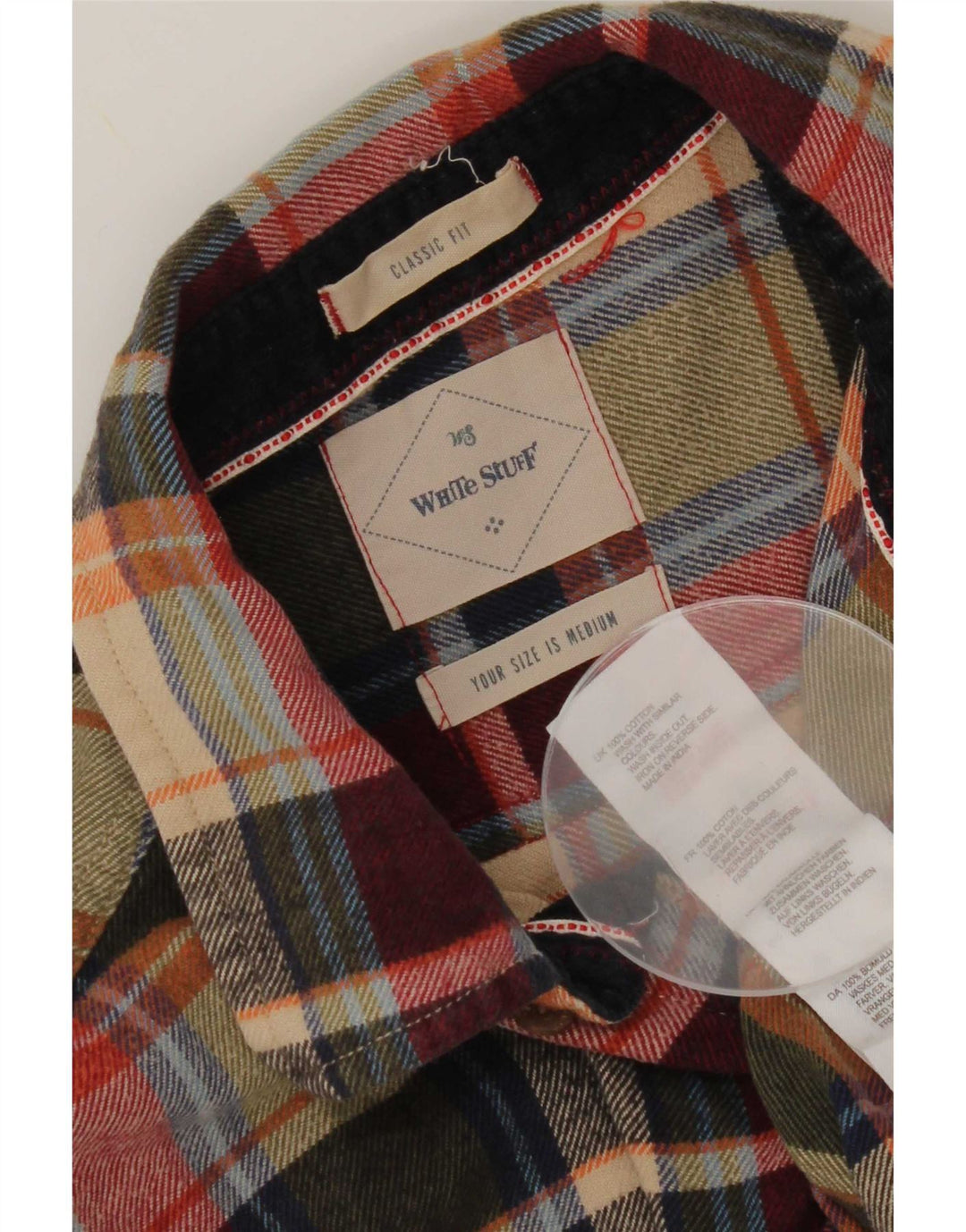 Camicia da uomo in flanella dal taglio classico di White Stuff in cotone a quadri verde medio