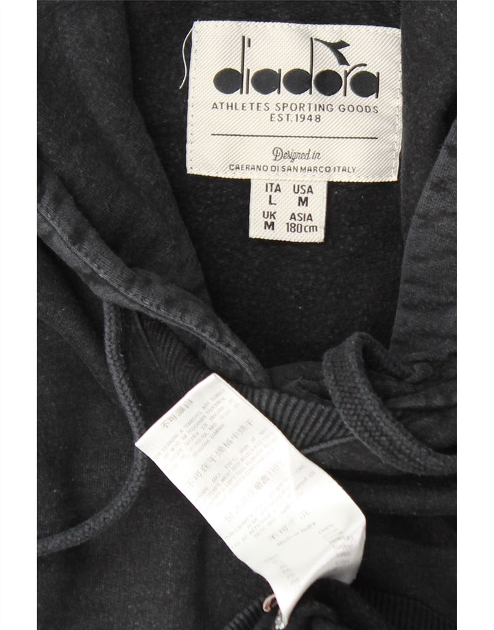 Felpa con cappuccio grafica da uomo Diadora in cotone grigio medio