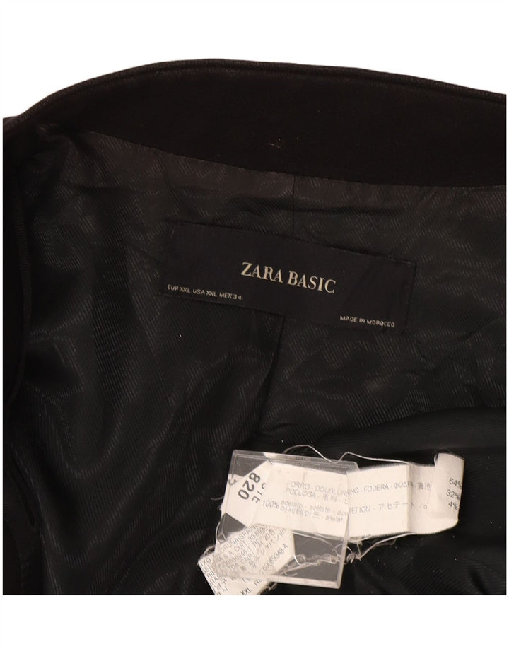 Giacca blazer aperta da donna ZARA UK 20 2XL acetato nero