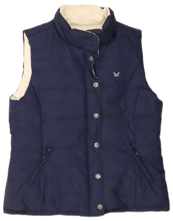 Crew Clothing Gilet imbottito reversibile da donna UK 14 Large in nylon blu navy