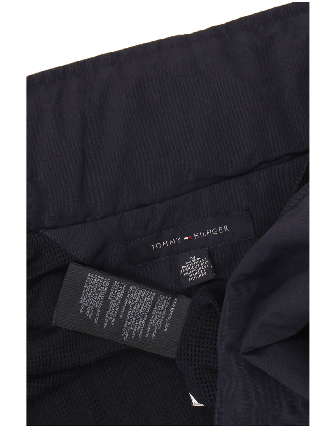 TOMMY HILFIGER Giubbotto bomber con cappuccio da uomo UK 38 Nylon blu navy medio