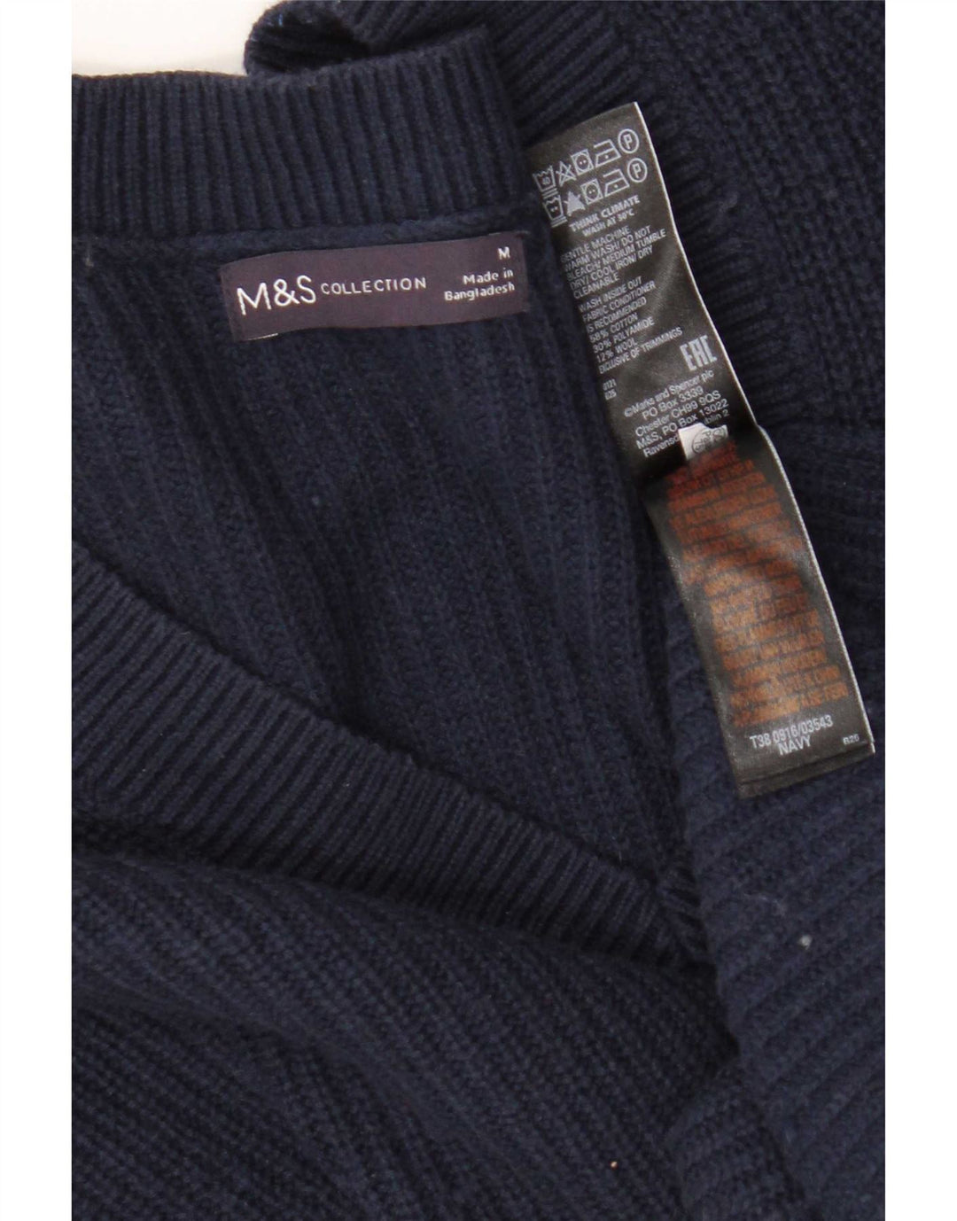 Maglione corto con scollo a V da donna Marks & Spencer UK 14 Blu navy medio