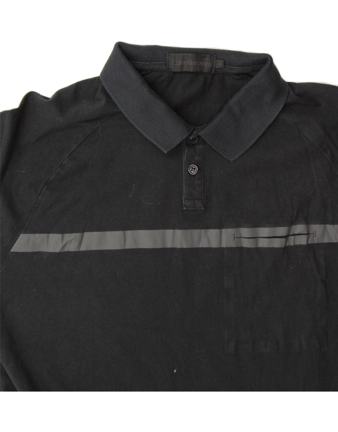 CALVIN KLEIN JEANS Mens Polo Shirt Medium Black Colourblock Cotton Vintage Calvin Klein Jeans and Second-Hand Calvin Klein Jeans from Messina Hembry 