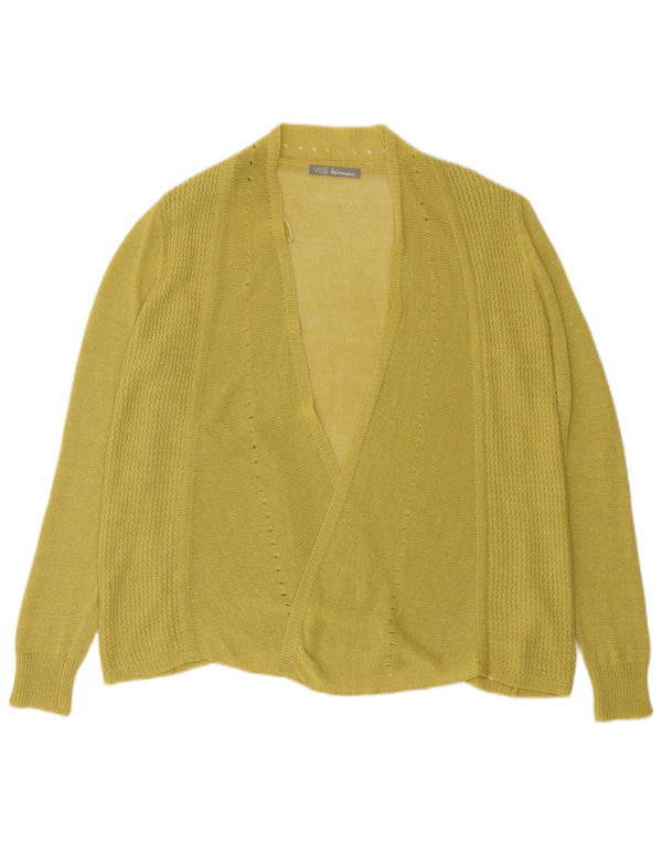 Maglione cardigan aperto da donna Marks & Spencer UK 16 grande viscosa verde
