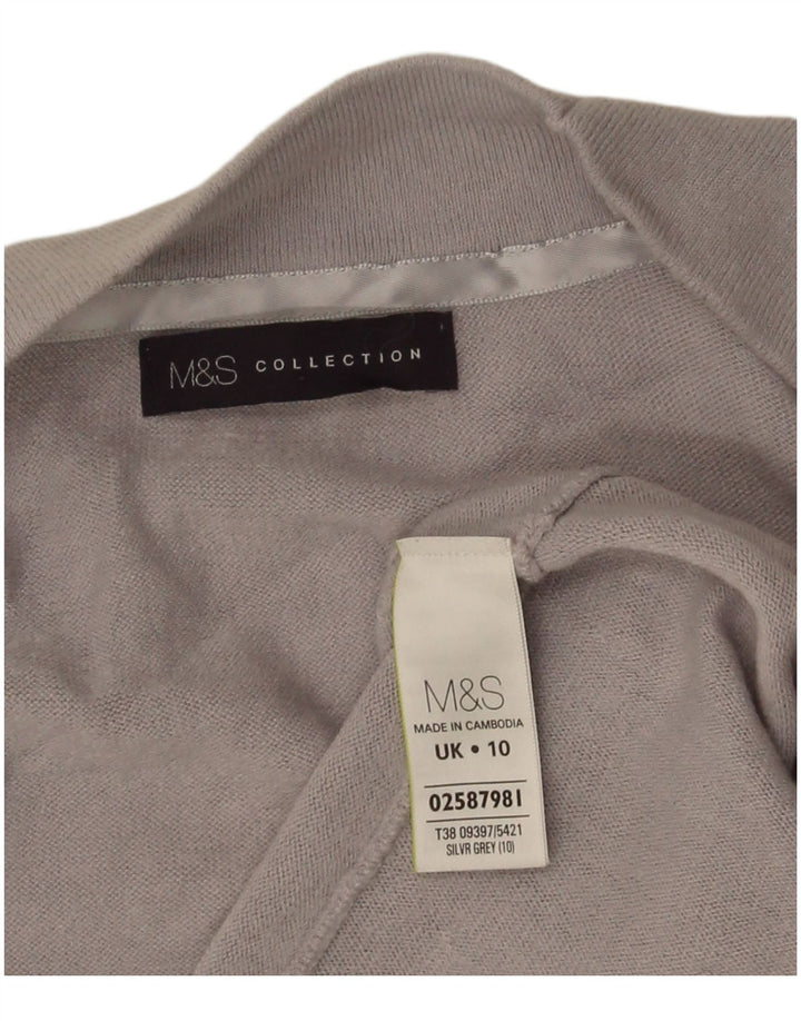 Maglione cardigan aperto da donna Marks & Spencer UK 10 piccolo acrilico grigio