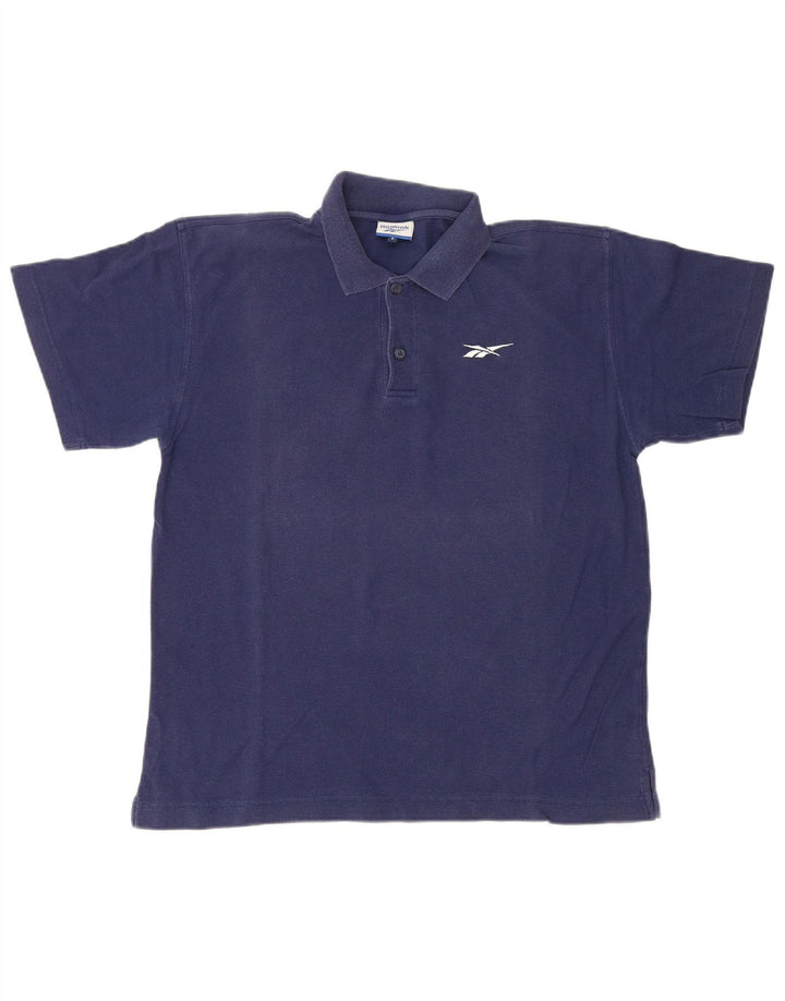 Polo Reebok da uomo in cotone medio blu navy
