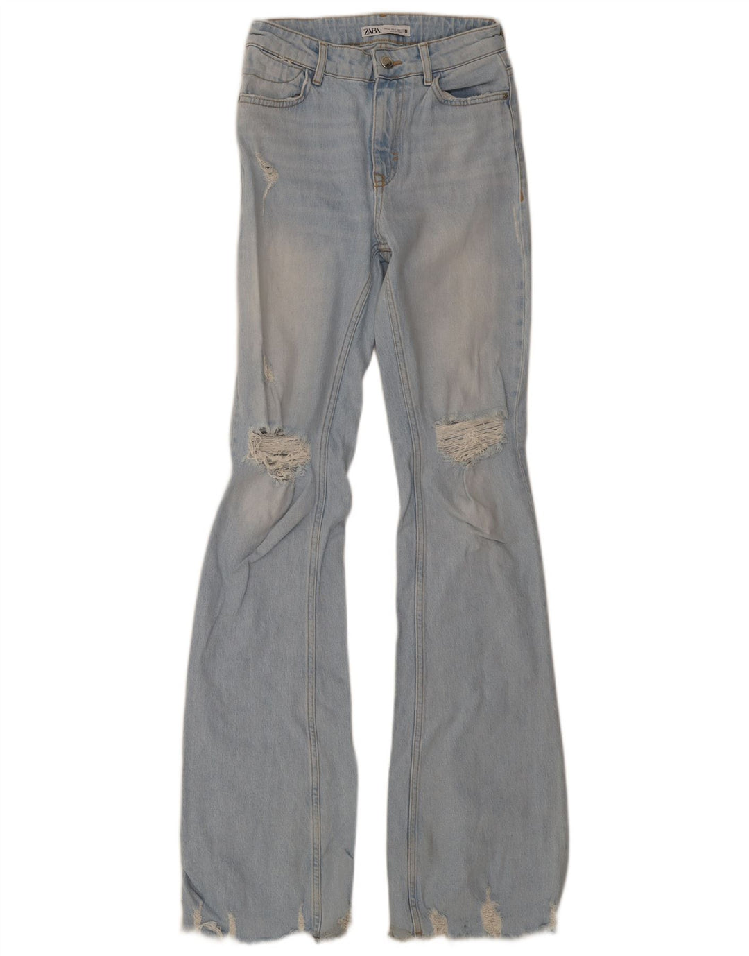 Jeans svasati alti invecchiati Zara da donna EU 34 2XS W24 L36 Blu