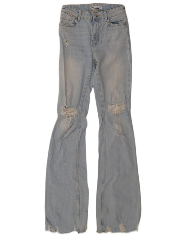 Jeans svasati alti invecchiati Zara da donna EU 34 2XS W24 L36 Blu