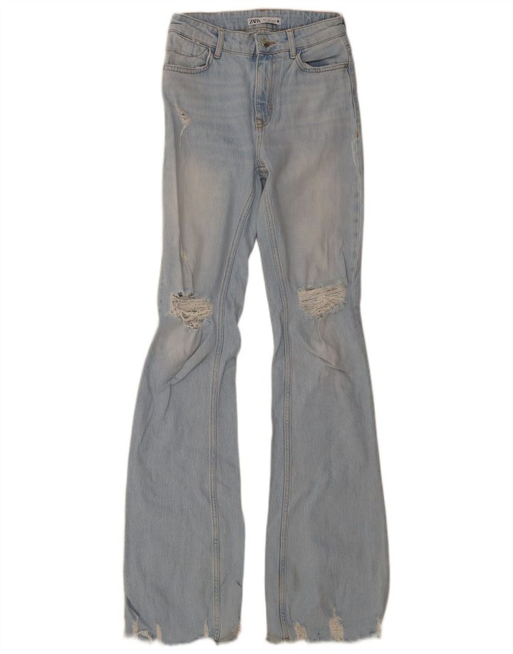 Jeans svasati alti invecchiati Zara da donna EU 34 2XS W24 L36 Blu