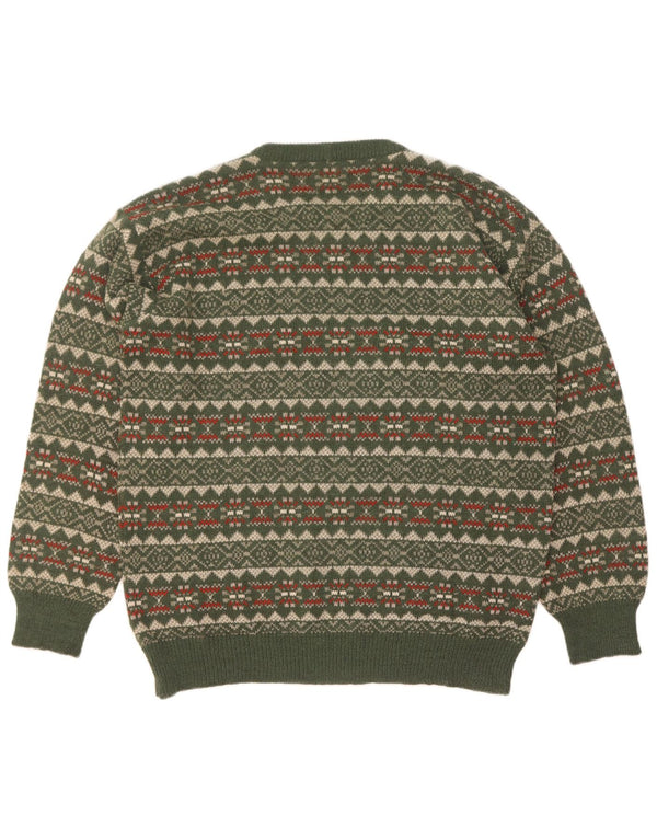 Maglione maglione girocollo da uomo Silvy IT 52 Large Green Fair Isle