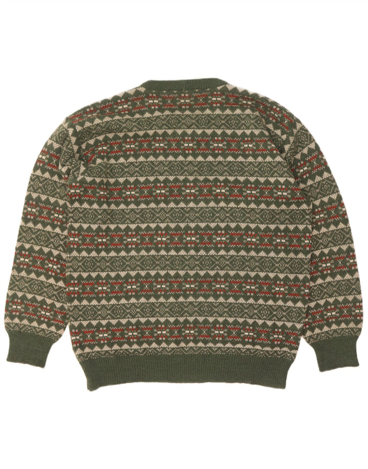 Maglione maglione girocollo da uomo Silvy IT 52 Large Green Fair Isle
