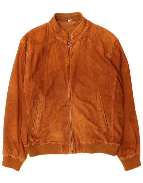 Giubbotto bomber da uomo in pelle scamosciata VINTAGE IT 54 2XL Pelle Beige