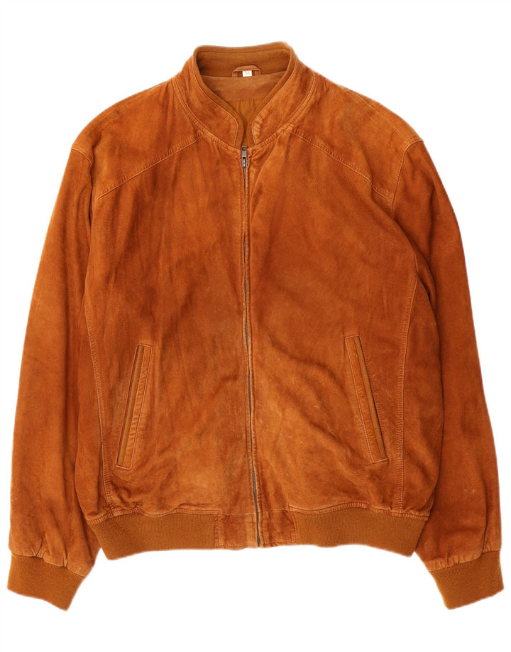 Giubbotto bomber da uomo in pelle scamosciata VINTAGE IT 54 2XL Pelle Beige