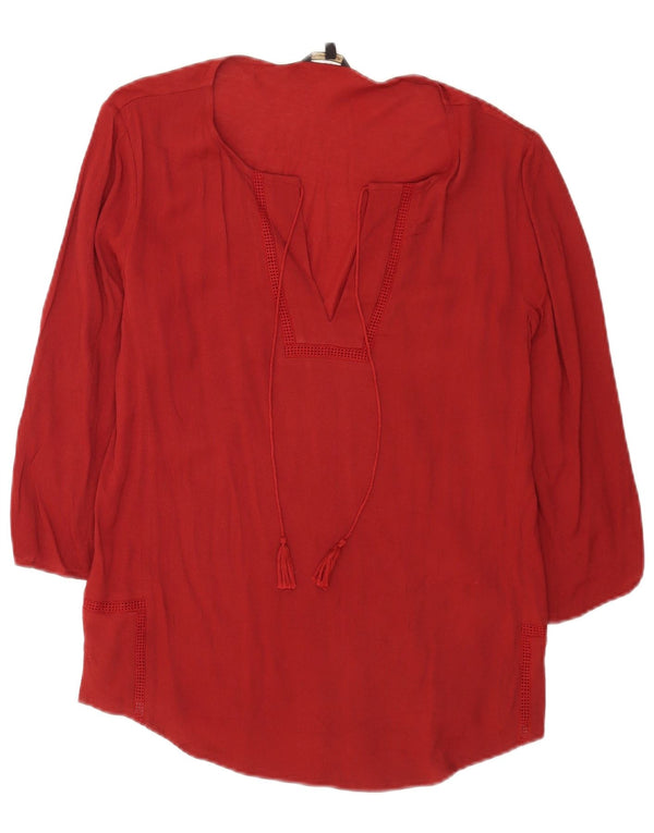 Massimo Dutti Top tunica da donna con maniche a 3/4 UK 14 Viscosa bordeaux media