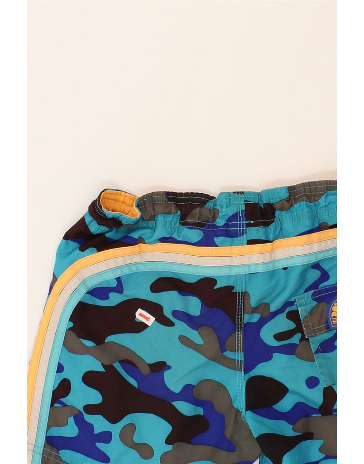SUNDEK Boys Swimming Shorts 11-12 Years Blue Camouflage Polyester Vintage Sundek and Second-Hand Sundek from Messina Hembry 