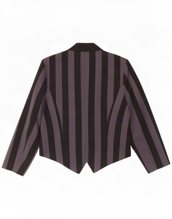 Giacca blazer doppiopetto vintage da donna UK 14 Large Black Striped