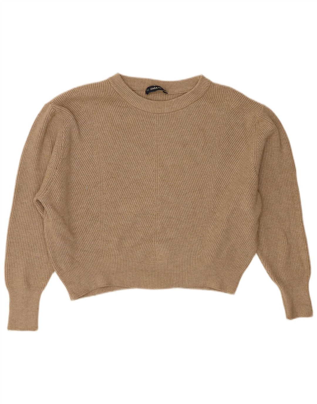 Maglione corto con scollo a barca oversize corto da donna Zara UK 14 Marrone medio