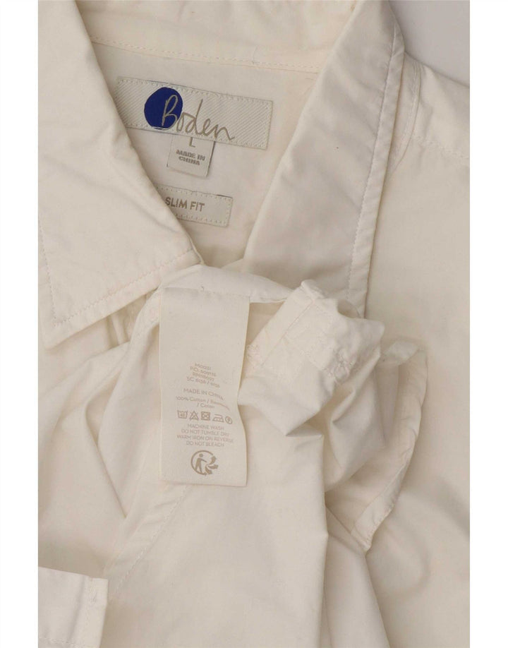 Camicia Boden da uomo slim fit grande in cotone bianco
