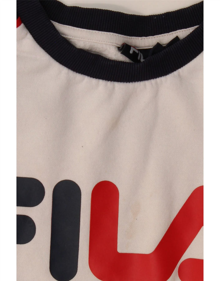 FILA Felpa grafica da uomo Maglione grande cotone color block bianco