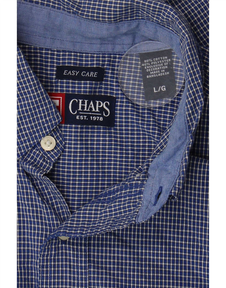 Chaps Camicia da uomo Easy Care, cotone a quadri blu grandi