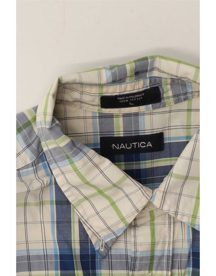 Camicia da uomo a maniche corte Nautica, cotone a quadri multicolore grande