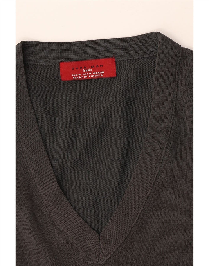 Maglione Zara da uomo con scollo a V grigio medio