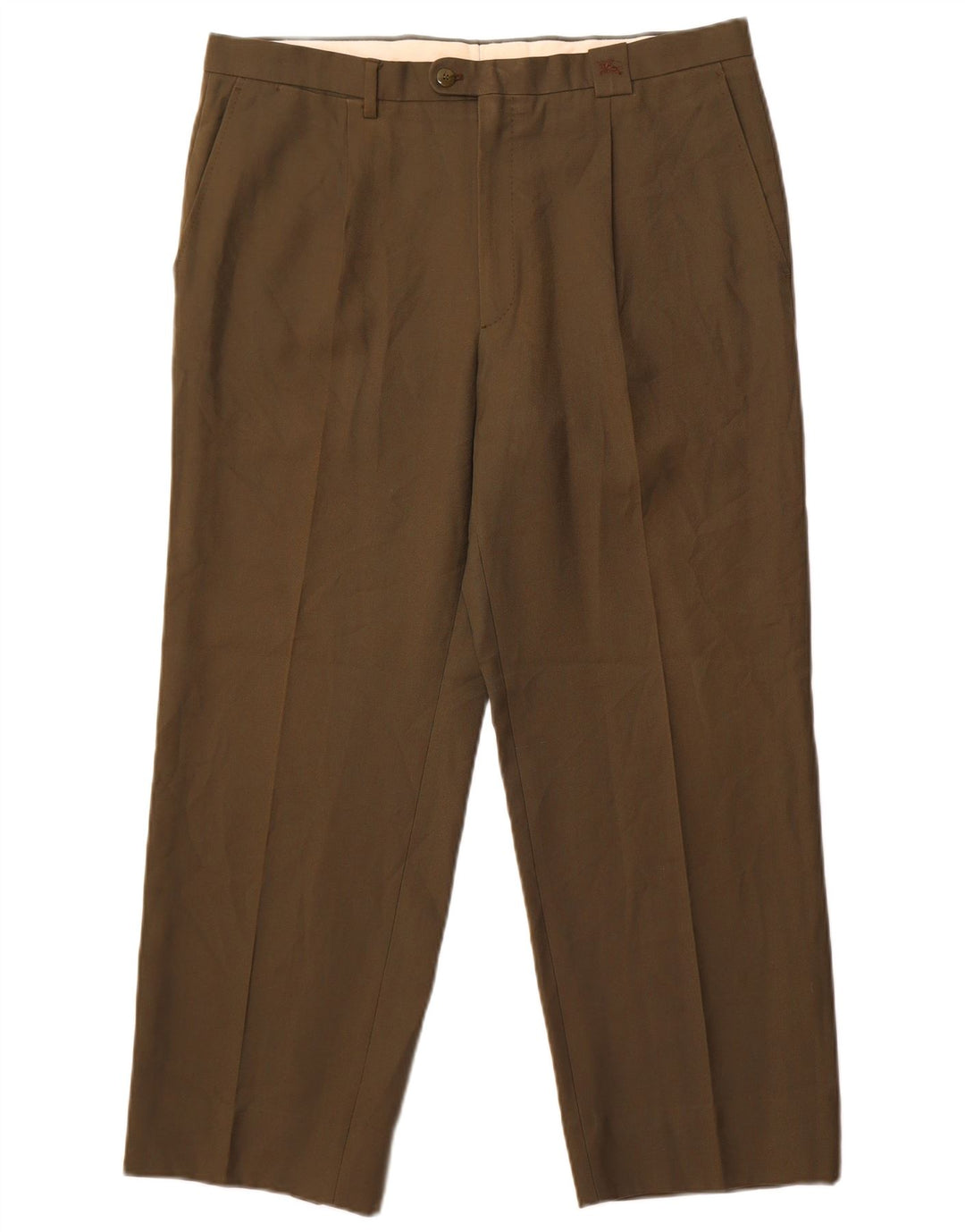 Pantaloni da abito dritti da uomo Burberrys W36 L27 lana kaki